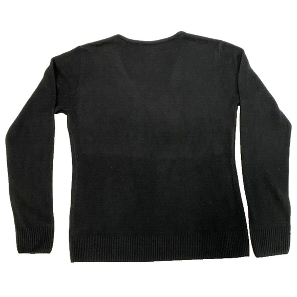Karen Scott Black knitted V neck Sweater with pearl accents women's size Medium - Picture 3 of 5